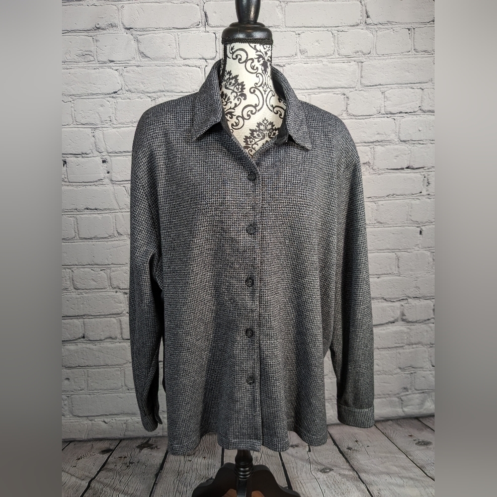 Drapers & Damons women's button front 3x jacket hounds tooth print stretch BBIN